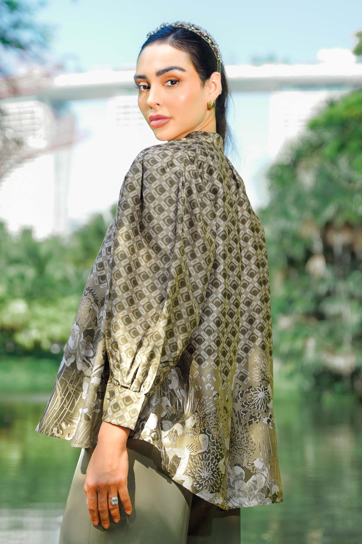 Aquila Pleated Sleeve Shirt - Tan - Image 4