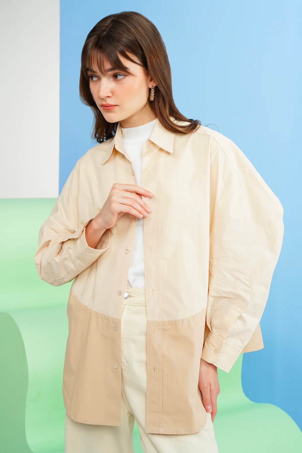 Celine Puffy Shirt - Cream - Image 3