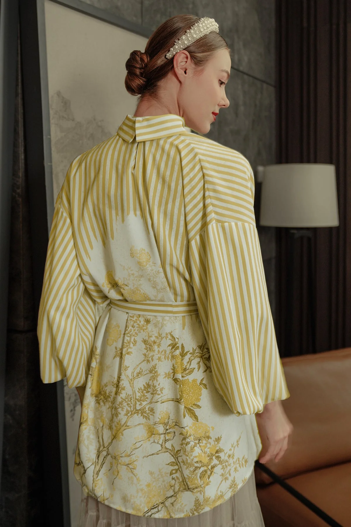 Chinoiserie Puffy Blouse - French Vanilla - Image 4