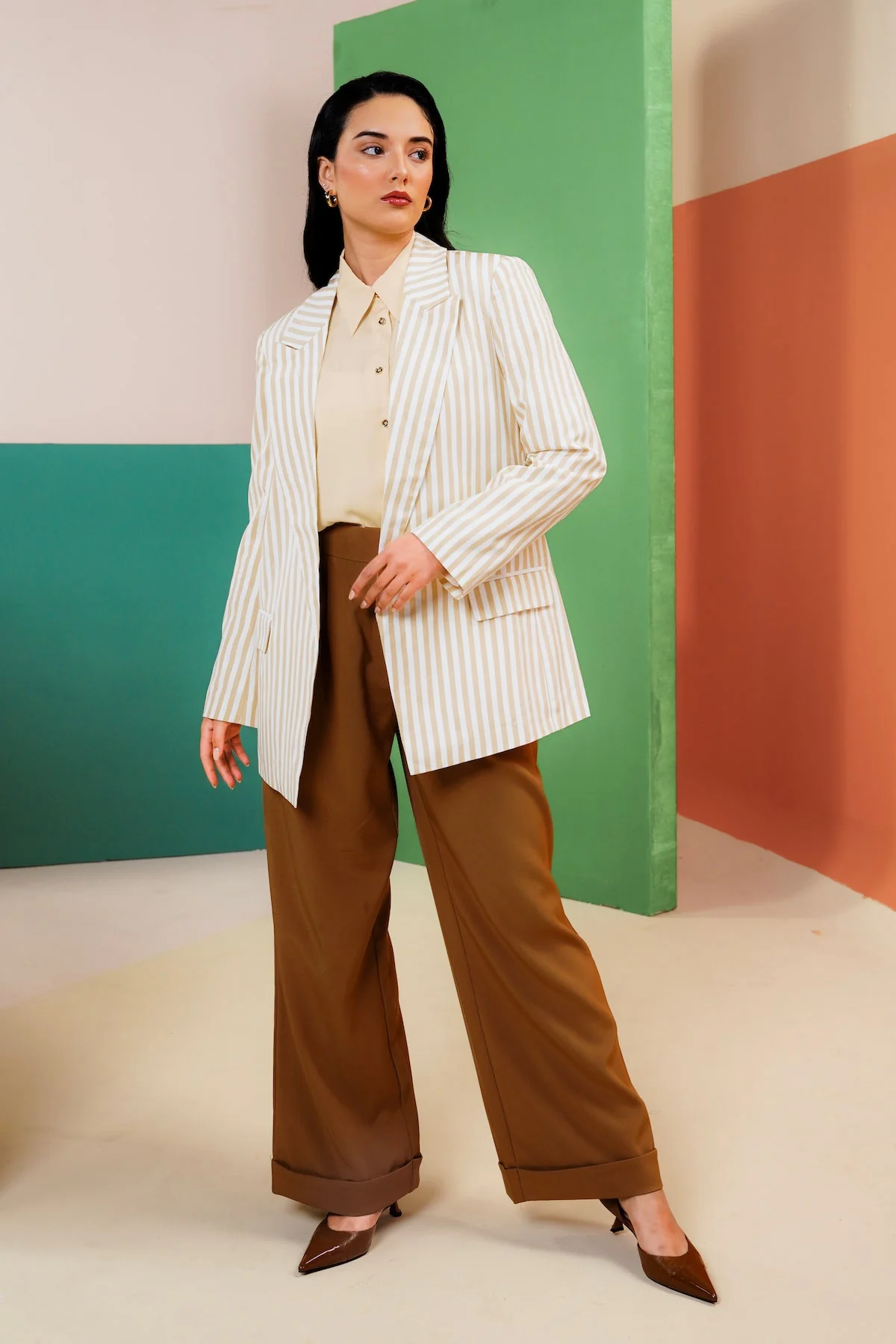 Eleon Striped Blazer - Butter - Image 3