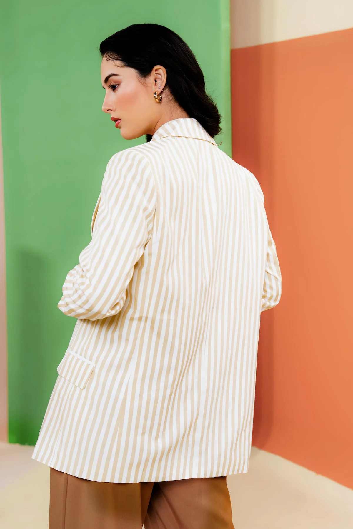 Eleon Striped Blazer - Butter - Image 4