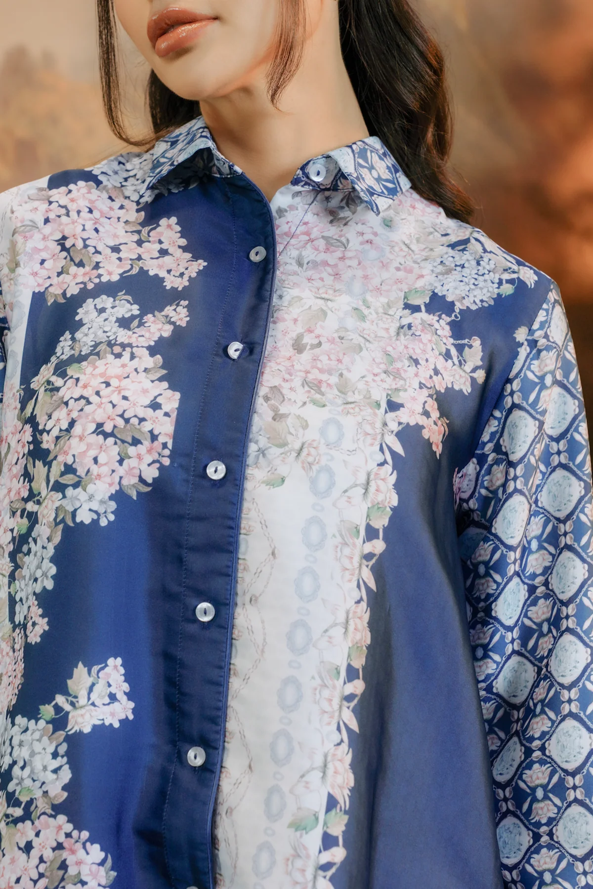 Enchantia Pleated Shirt - Navy - Image 3