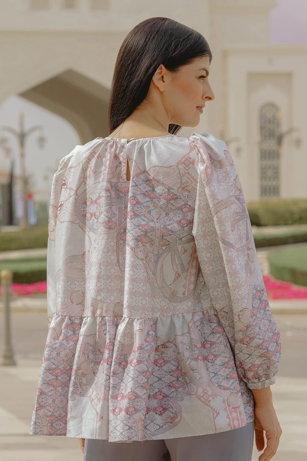 Festive Peplum Blouse - Ivory - Image 3