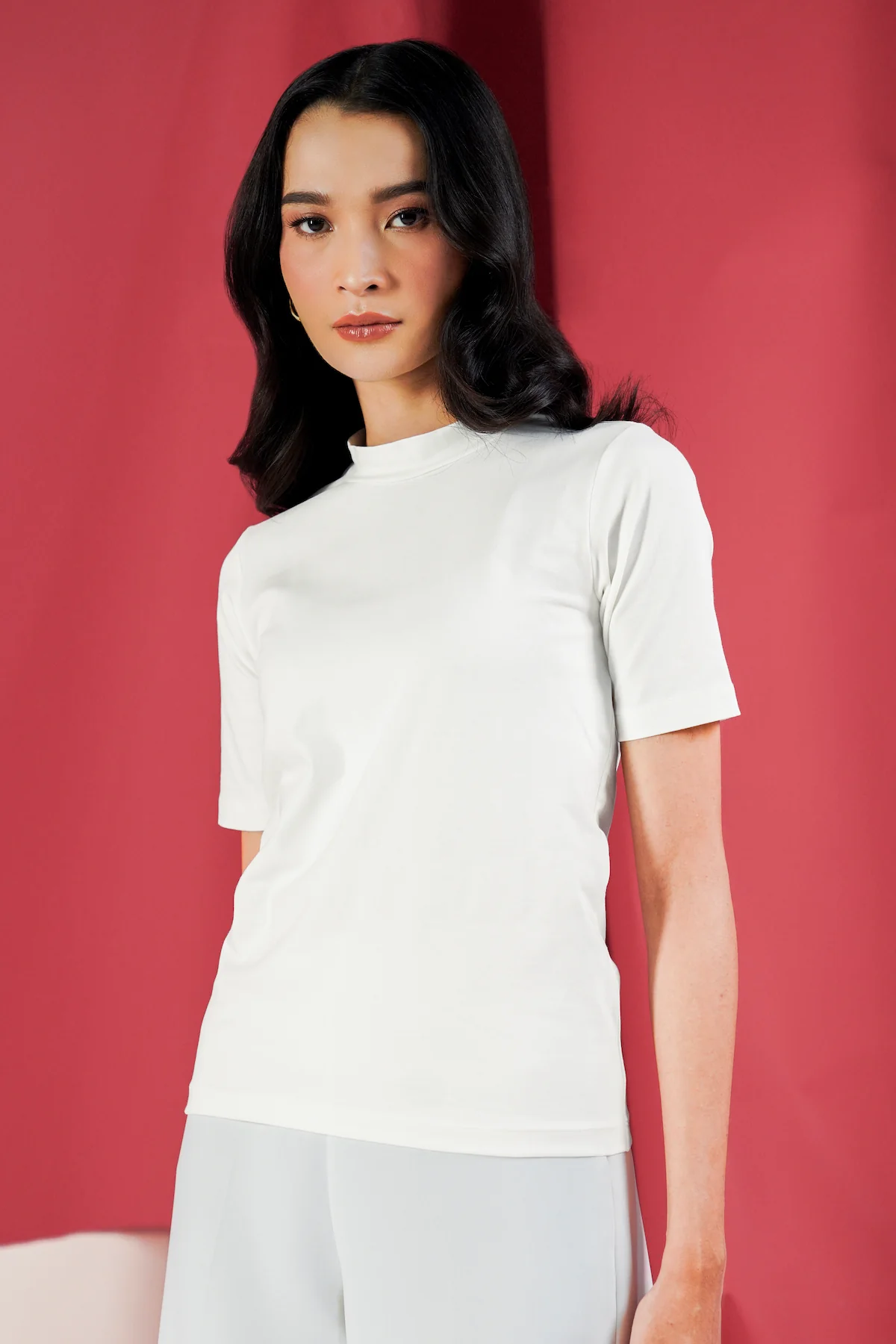 Highneck T-Shirt - Bright White - Image 3