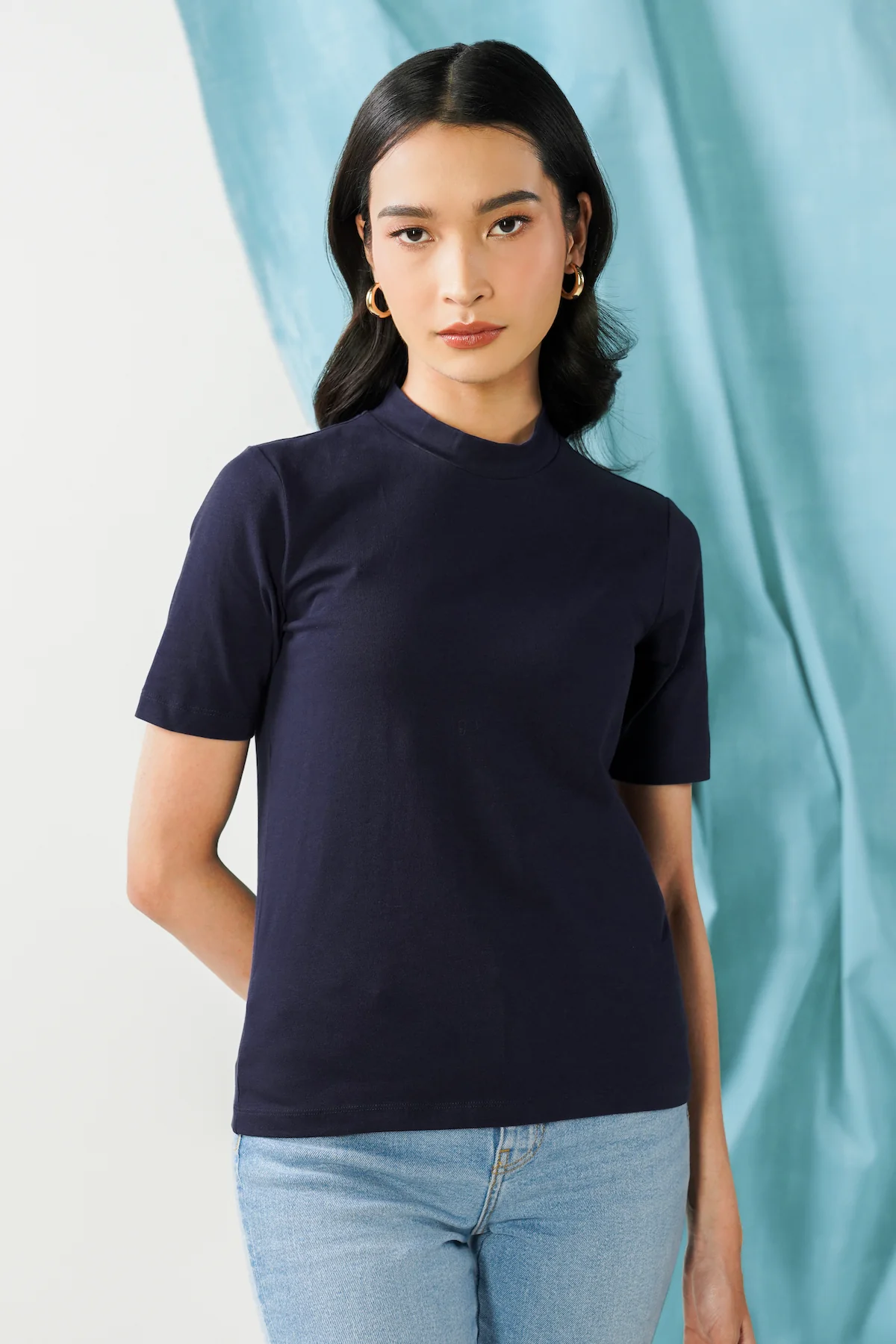 Highneck T-Shirt - Evening Blue - Image 3