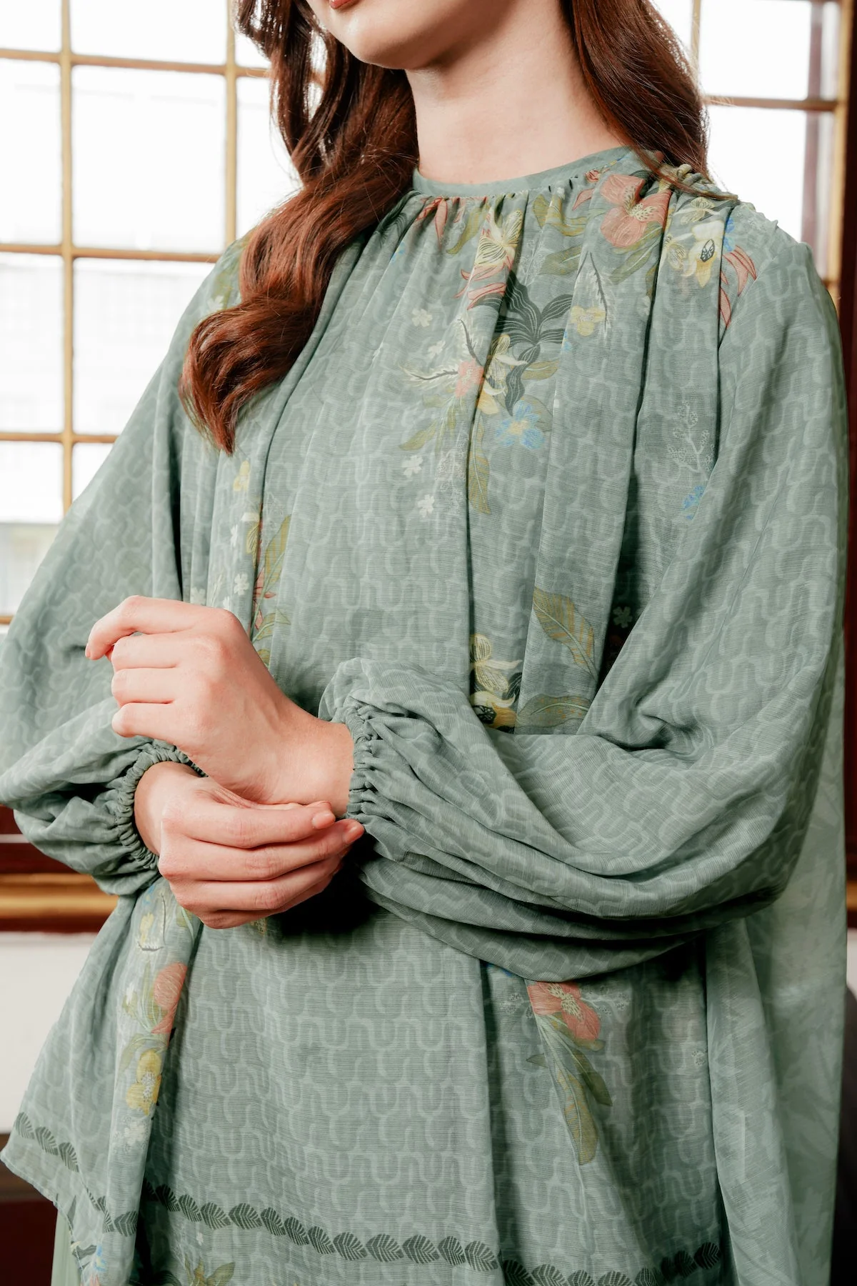 Reverie Sheer Blouse - Sage - Image 3