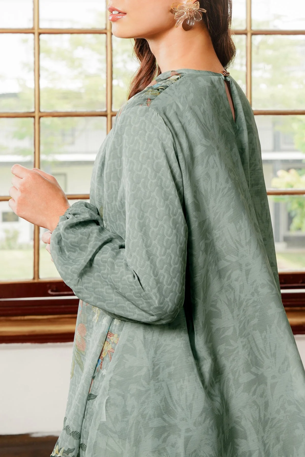 Reverie Sheer Blouse - Sage - Image 4