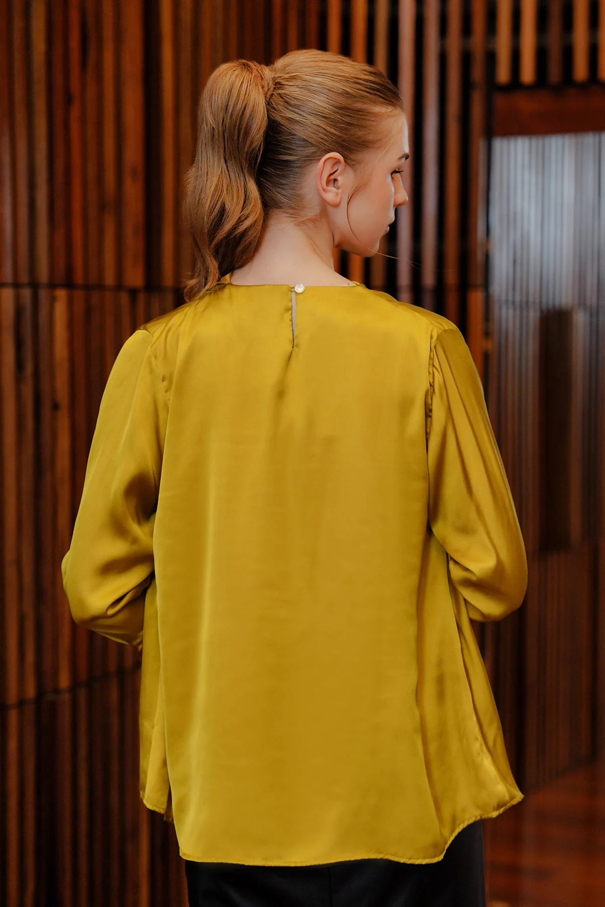 Zena Draperry Blouse - Mustard - Image 3