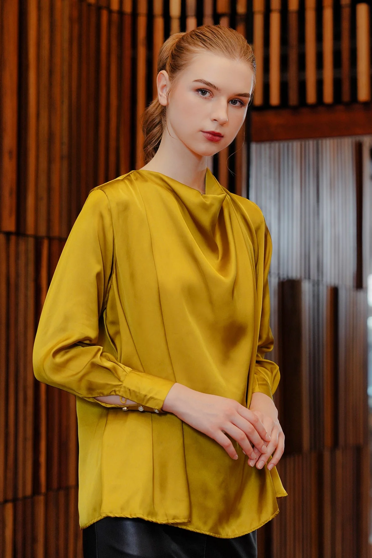 Zena Draperry Blouse - Mustard - Image 4